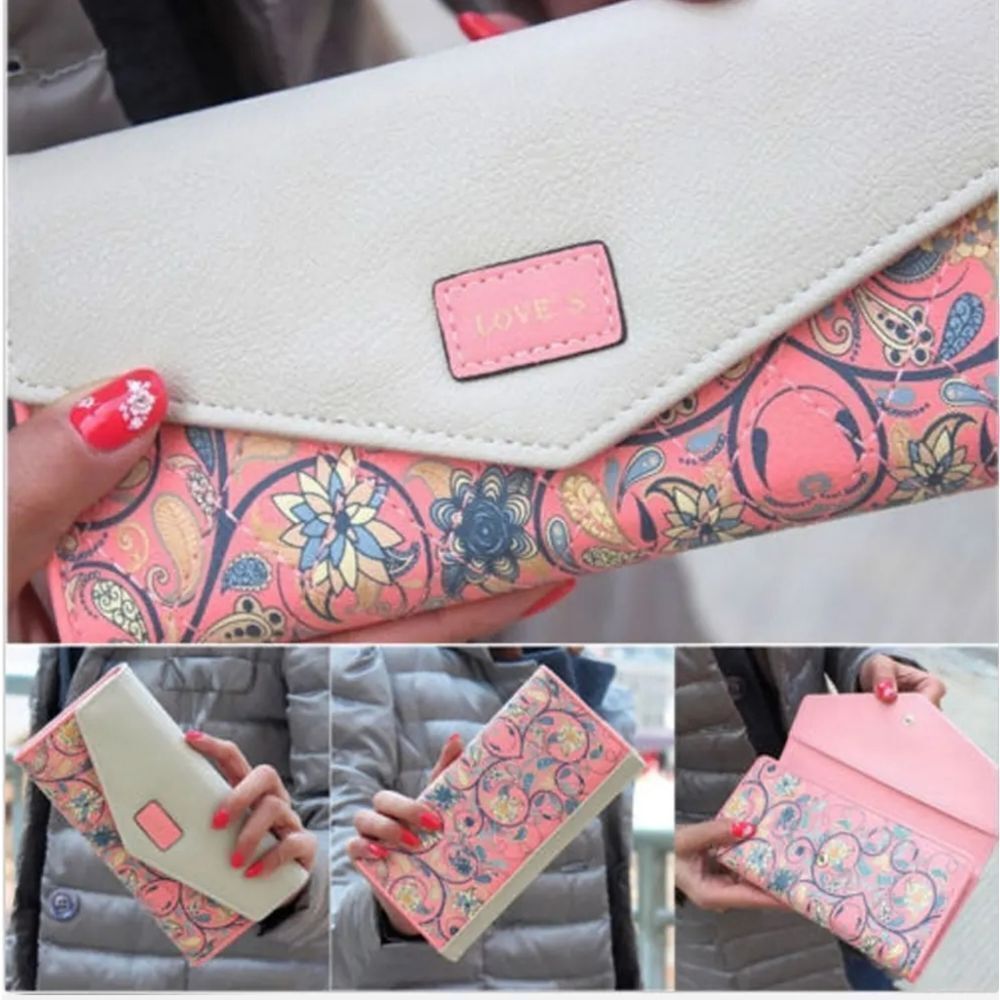 New Womens PU Leather Wallet Long PU Card Holder Purse Ladies Clutch Handbag